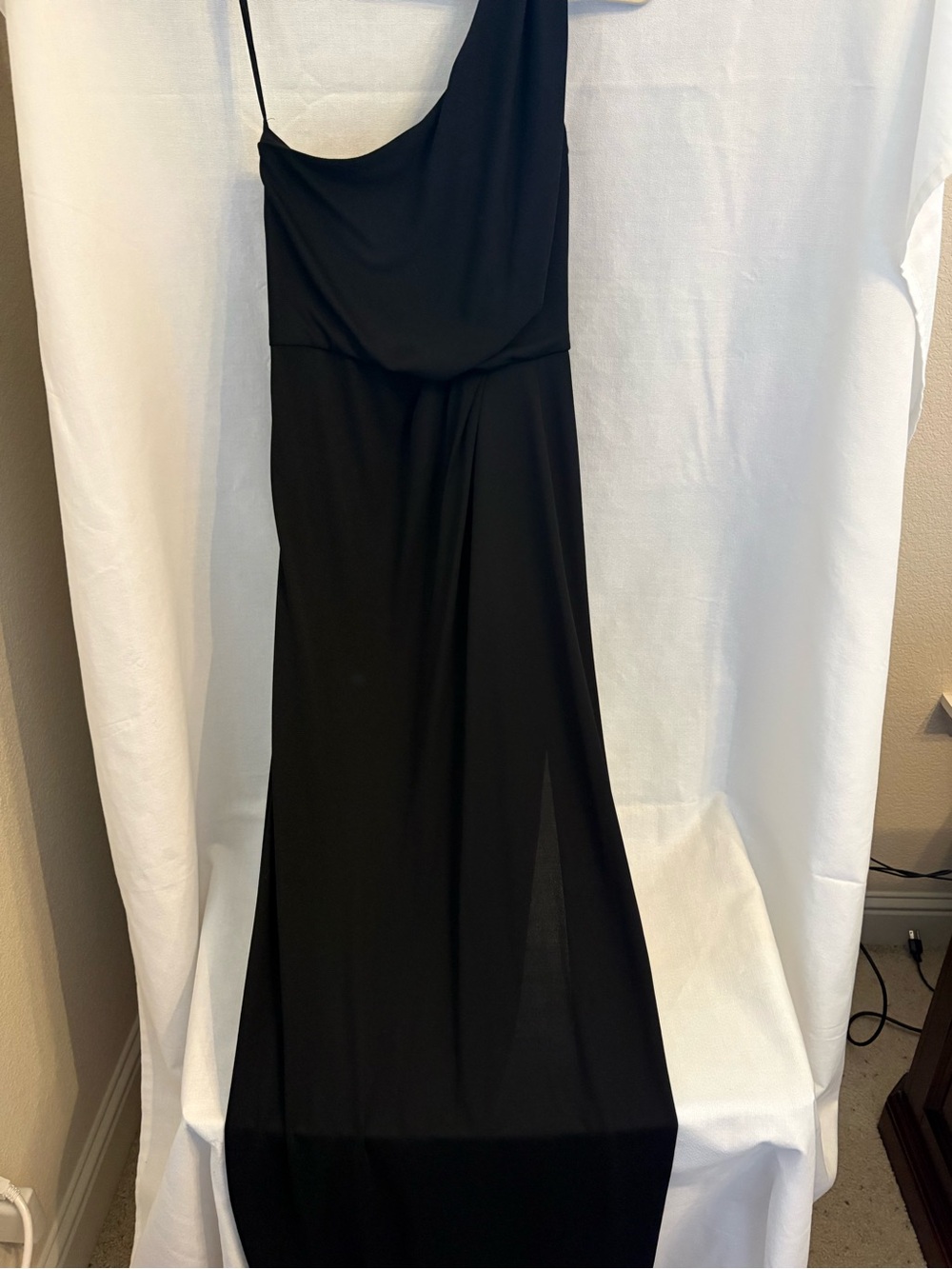 BCBGMaxAzria Black Draped Maxi Evening Dress